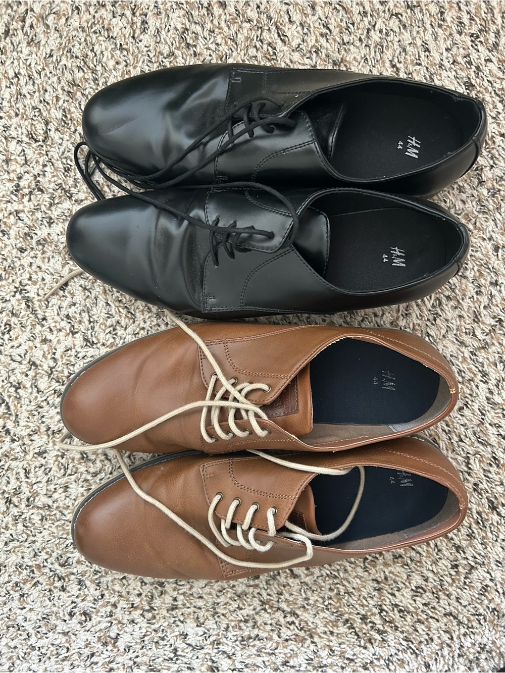 H&M Men's Black and Brown Leather Oxfords - Lace-Up Pair